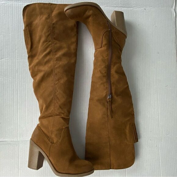 DV Dolce Vita Knee High Tall Boots Tan Side Zipper Heeled Women’s Size 6 - Picture 10 of 12